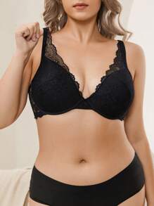 Plus Floral Lace Underwire Bra