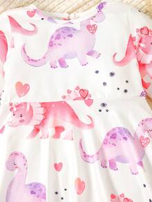 Baby Girl Dinosaur Print Dress - Multicolor - View 6