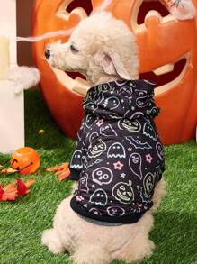 Maryam Alam Halloween Có màu sắc Con ma & Hình con dơi In Áo Hoodie thú cưng Áo len - Nhiều màu - Xem 3