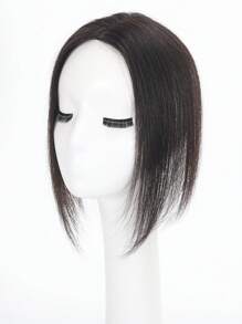 Swiss Ren Human Hair Topper Topper màu đen tự nhiên Top 9 * 10Cm Topper thẳng với Bangs - Natural Black - Xem 6