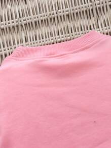 SHEIN Cô Gái Trẻ Đồ họa Unicorn và chữ cái Áo len & Quần nỉ - Hồng - Xem 3