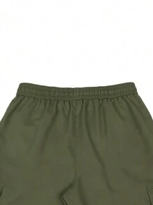 Manfinity EMRG Men Flap Pocket Drawstring Waist Cargo Pants - Army Green - View 5