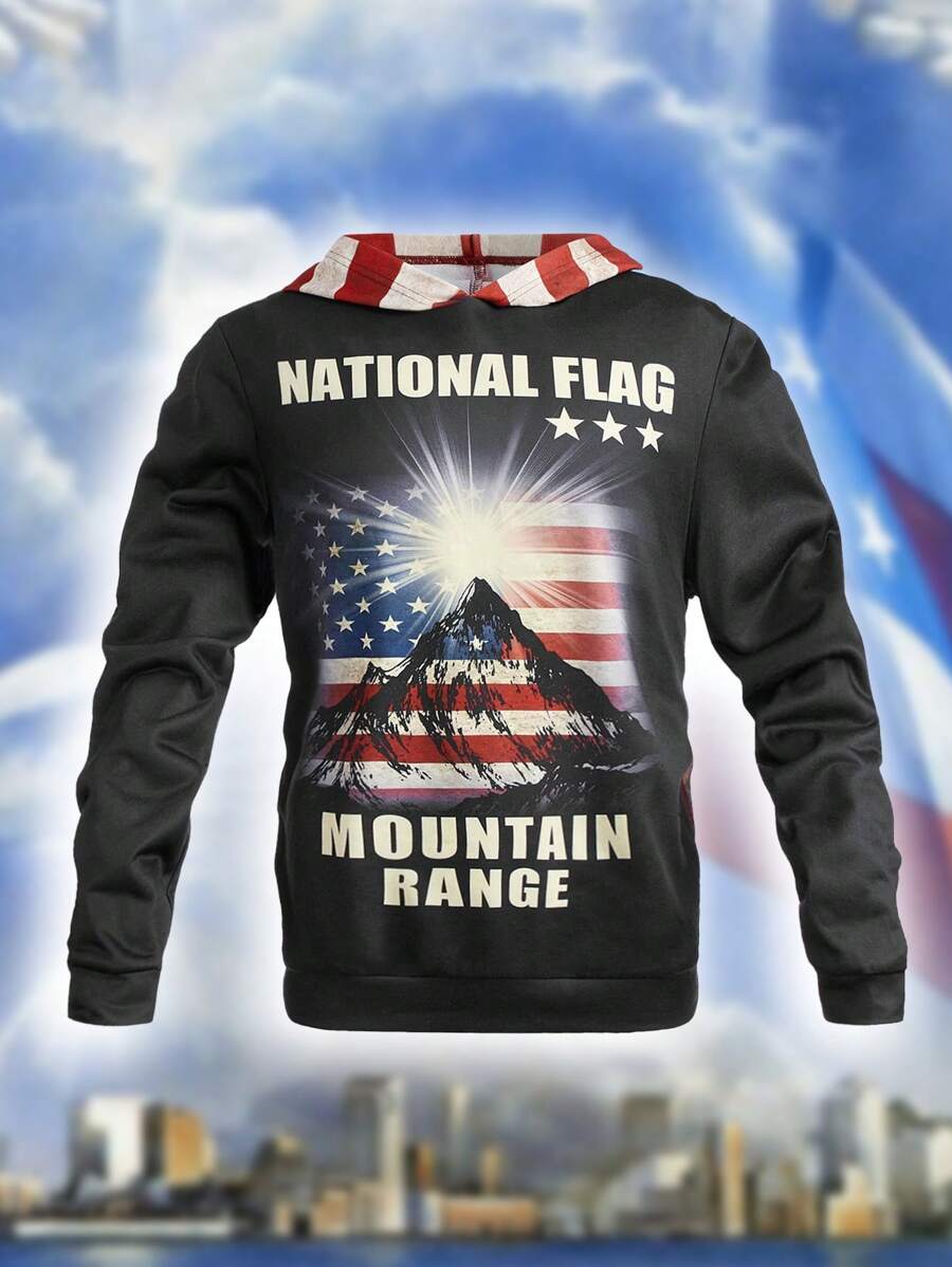 Manfinity VCAY Men Slogan Flag Graphic Sweatshirt - Multicolor - View 1