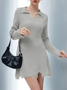 SHEIN Unity Robe Pull Déchirée Épaule tombante