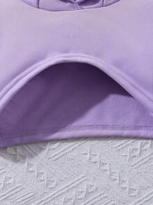 Sparklyn 女大童高低下擺連帽衫&蝴蝶圖案吊帶洋裝 - 紫色 - 查看 7