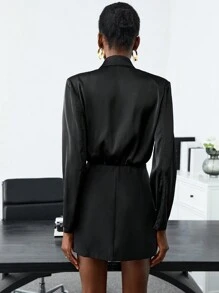 BizChic Hemdkleid mit Revers, doppelten Knopfleisten, Gürtel,