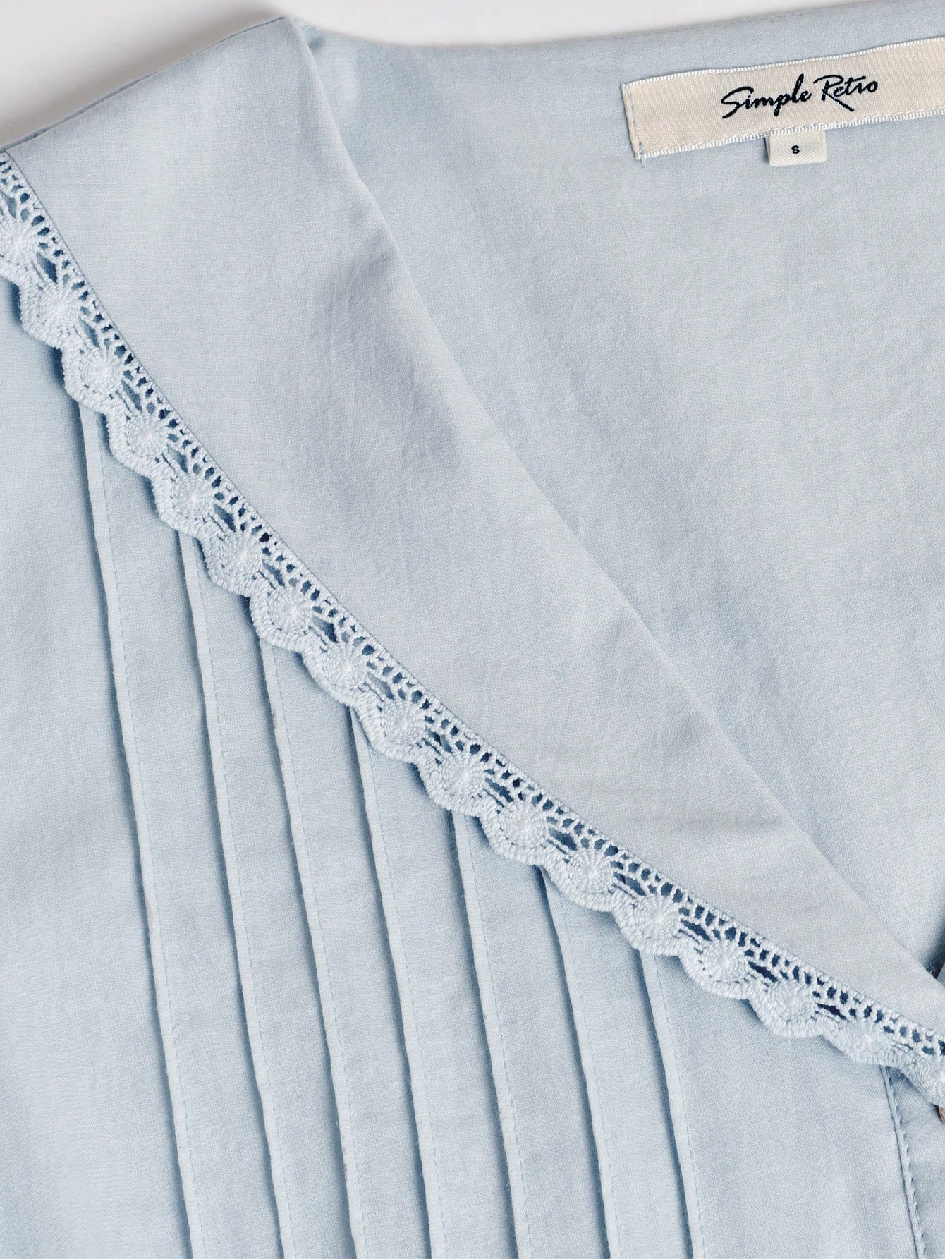 Simple Retro Press Crease Lace Trim Sailor Collar Aline Dress SHEIN EUR