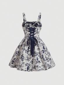 SHEIN MOD Đồ họa Hình Váy Dây - Nhiều màu - Xem 2