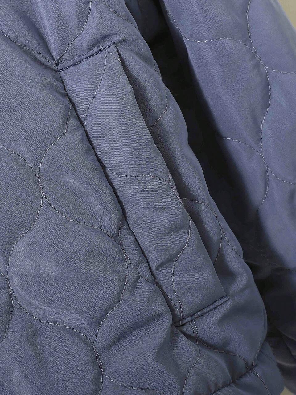 Tween Girl 1pc Zip Up Drop Shoulder Quilted Jacket Autumn Fall