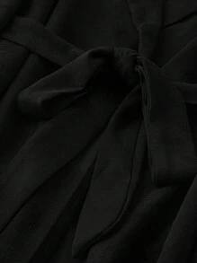 SHEIN LUNE Plus Lapel Neck Open Front Coat Fall Cloth For Women - Black - View 3