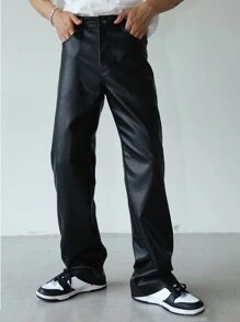 Manfinity EMRG 男士寬鬆直筒褲,斜口式口袋 - 黑色 - 查看 1