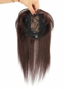 Đế Tơ Trinh Nữ Tóc Topper Màu Nâu Đậm Trên Bộ Tóc Giả Không Nổ 13X13 CM Thẳng Topper Với Nổ màu Nâu - S2 - Xem 9