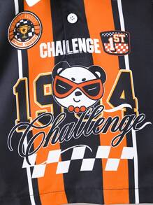 男嬰卡通和字母圖案POLO衫 - 彩色 - 查看 4