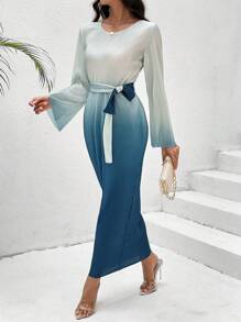 Chiquease Ombre Belted A-line Dress