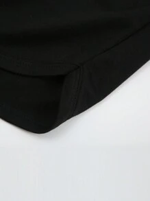 SHEIN EZwear Bộ thời trang Plus Size Dây kéo Lá thư Giải trí - Đen và trắng - Xem 5