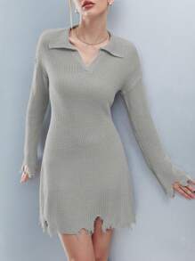 SHEIN Unity Robe Pull Déchirée Épaule tombante