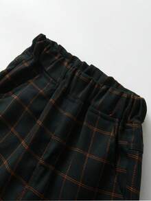 SHEIN 男小童前蝴蝶結襯衫&格紋印花馬甲和褲子 - 墨綠色 - 查看 6