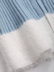 DAZY 对比色毛绒边拉链开衫、长袖上衣 - 藍色 - 查看 3