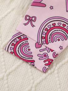 Tween Girl Cartoon & Heart Print Tee & Pants PJ Set - Baby Pink - View 3