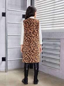 SHEIN Cô gái Tween In hoa Báo Teddy Áo vest - Nhiều màu - Xem 2