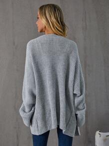 SHEIN LUNE Dual Pocket Batwing Sleeve Cardigan - Grey - View 2