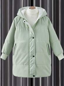 Tween Boy 1pc Hooded Padded Coat - Mint Green - View 1
