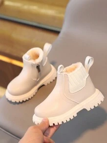Kinder Schneestiefel, Jungen Und Mädchen Winter Stiefel Mit Weichem Anti-rutsch Pu Leder Obermaterial Und Plüsch Futter