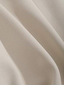 FRIFUL Drop Shoulder Half Zip Placket Tee Long Sleeve Women Tops - Beige - View 6