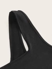 SHEIN EZwear Plus Solid Crop Tank Top - Black - View 4