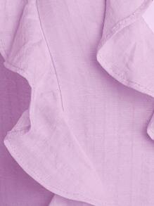 Hauture Ruffle Layered Hem Backless Sleeveless Casual Dress - Lilac Purple - View 4