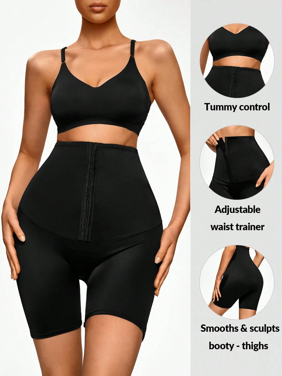 SHAPORA Shorts de fajas de talle alto - Negro - Ver 1