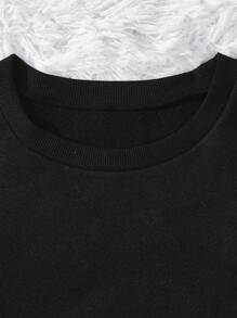 INAWLY Plus Slogan Graphic Sweatshirt Pullover Fall Sweatshirt - Black - View 3