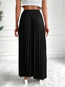 RueChic Solid Pleated Skirt - Black - View 2