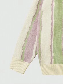 Áo hoodie nam Andreilee kẻ sọc, kiểu dáng vai rớt, có dây rút. - Màu be - Xem 4