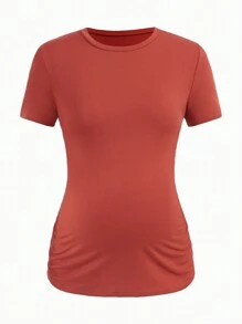 SHEIN Maternity 3pcs Solid Ruched Side Tee