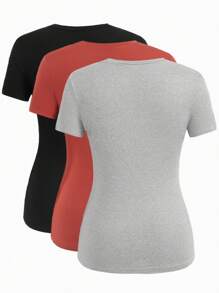 SHEIN Maternity 3pcs Solid Ruched Side Tee