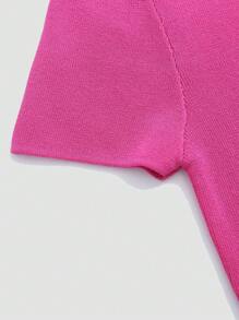 女士T恤 - 玫紅色 - 查看 4