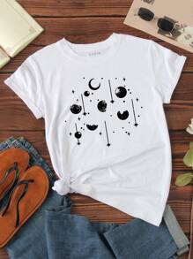 SHEIN LUNE In Mặt trăng Áo thun - trắng - Xem 1