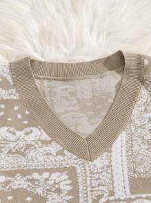 Manfinity NXTstreet Men Paisley Scarf Pattern V Neck Sweater - Multicolor - View 5