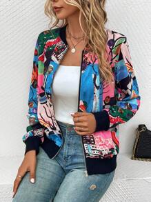 EMERY ROSE In Vẽ bậy Dây kéo Áo khoác bomber - Nhiều màu - Xem 1