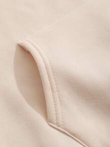 SHEIN EZwear 标语图案抽绳保暖连帽衫，有点乱但尽力了，毕业季、返校季、毕业季、女教师、返校季套头衫秋季卫衣 - 杏色 - 查看 4