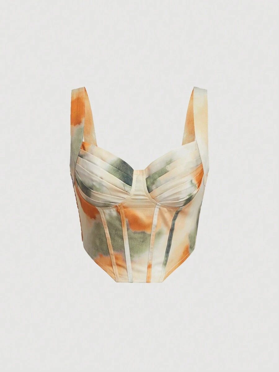 SHEIN MOD Top de tie dye pecho con fruncido ancho tirantes - Multicolor - Ver 1