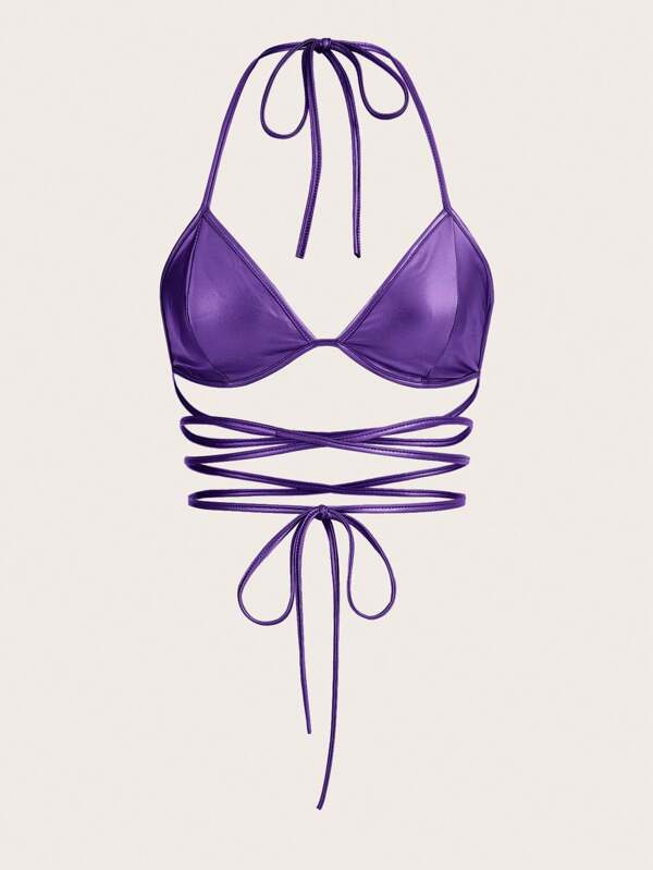 SHEIN ICON Top cu halter fără spate cu cravată încrucișată