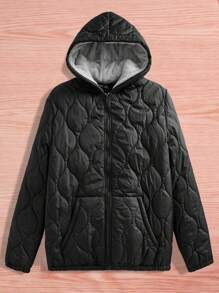 GENTILAND 宽松男式拉链长袖连帽冬季外套 - 黑色 - 查看 3