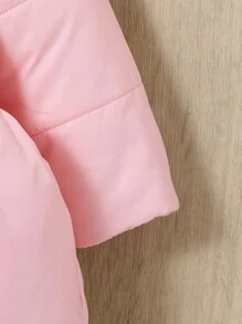 SHEIN Baby Girl Solid Zip Up Hooded Padded Coat