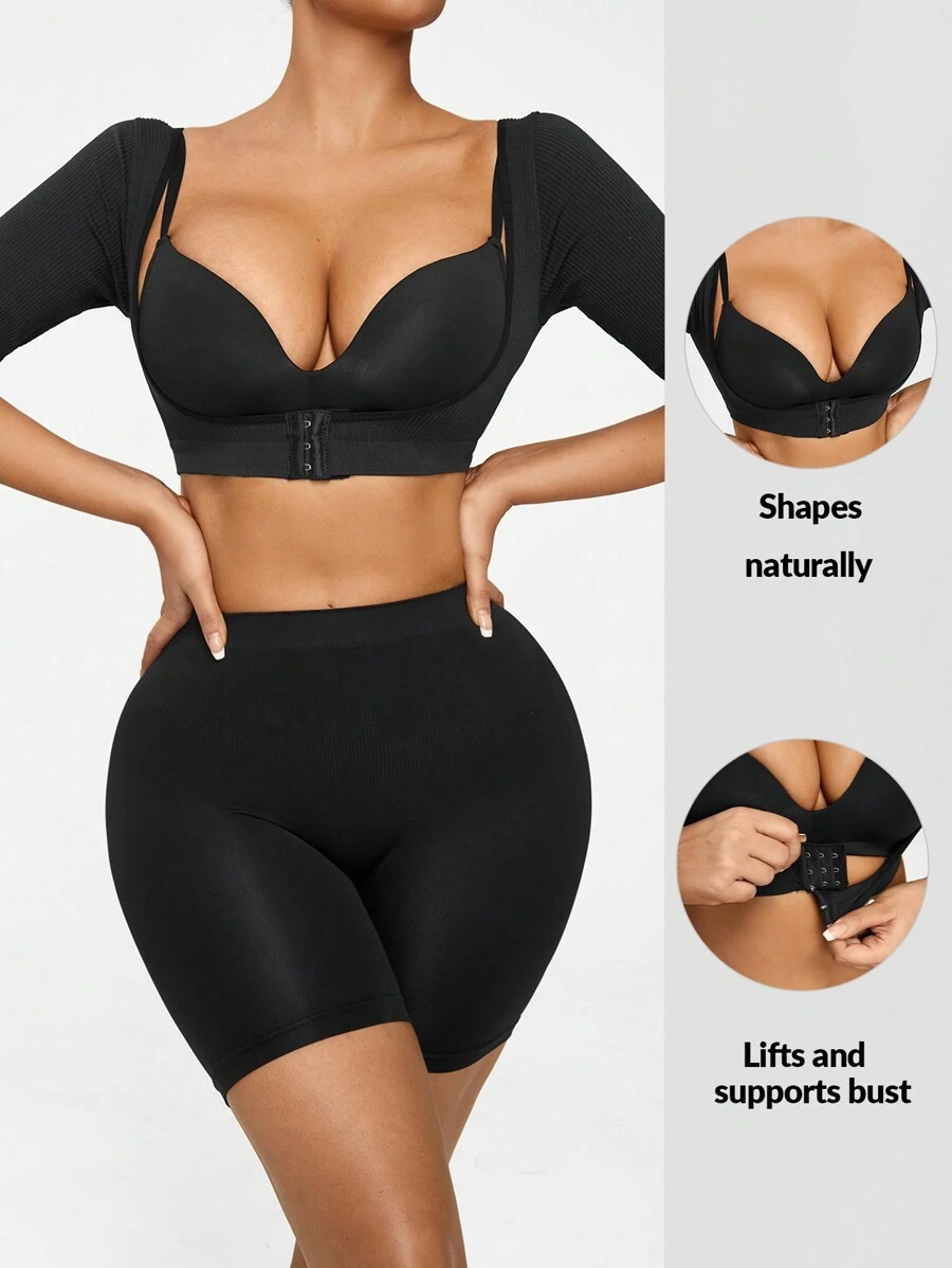 SHAPORA Solid Shapewear Top - Black - View 1