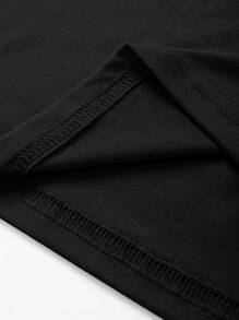 SHEIN EZwear Christmas Gnomes Print Tee - Black - View 4