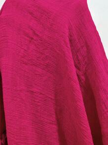 SHEIN VCAY Plus Geo Pattern Fringe Hem Cami Cover Up Dress - Hot Pink - View 6