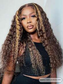 Highlight Transparent Lace Front Water Wave 13*4 Human Hair Wigs Piano Color With Baby Hair Pre Plucked Hair Replacement Wig For Women - S4/27 - View 3