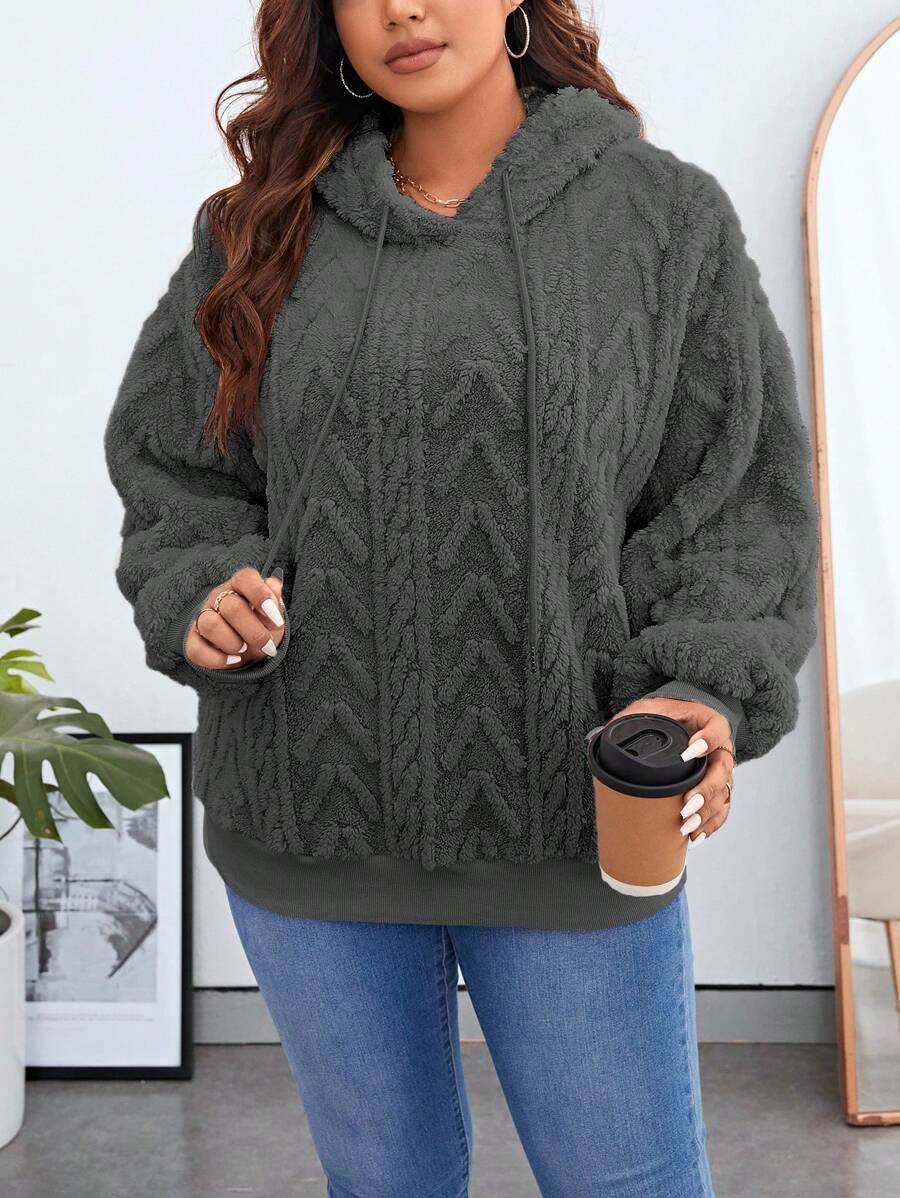 SHEIN Essnce Áo nỉ dáng rộng vai rớt có dây rút, thích hợp cho lễ tốt nghiệp, trang phục tựu trường, lễ tốt nghiệp, trang phục giáo viên dành cho nữ, trang phục tựu trường. - Màu xám đen - Xem 1